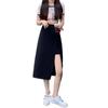 Korean Style High Waist Slit Midi Skirt - Summer A-line Slim Fit