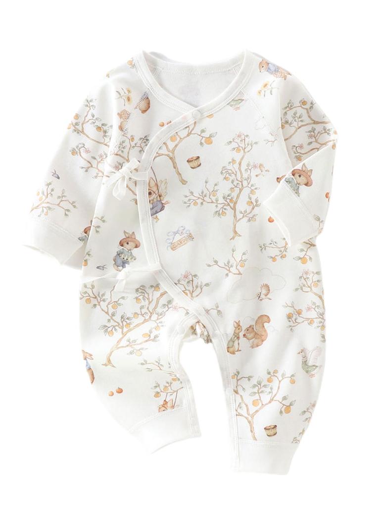 Antibacterial Cotton Baby Jumpsuit with Belly Protection for Spring and Autumn