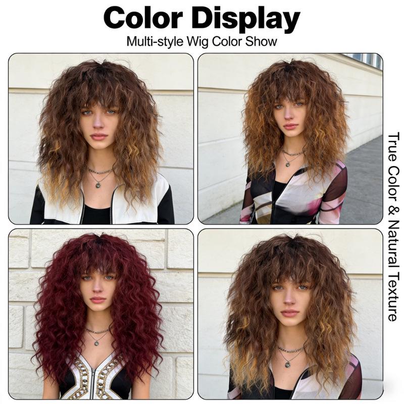 Stilvolle hitzebeständige Damen-Vollperücke: Europäisches & Amerikanisches Flauschiges Locken-Design
