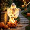 Decorative Festive Lighting Swirling Ghost Pumpkin Yard Lamp, Halloween Glowing Spooky Decor with Solar Powered Alternative Design, Outdoor