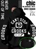 Fall/Winter Style Casual Streetwear Men's Hooded Sweatshirt, Featuring "CROOKS Letters + Torch Logo + CC-02 Logo" Print