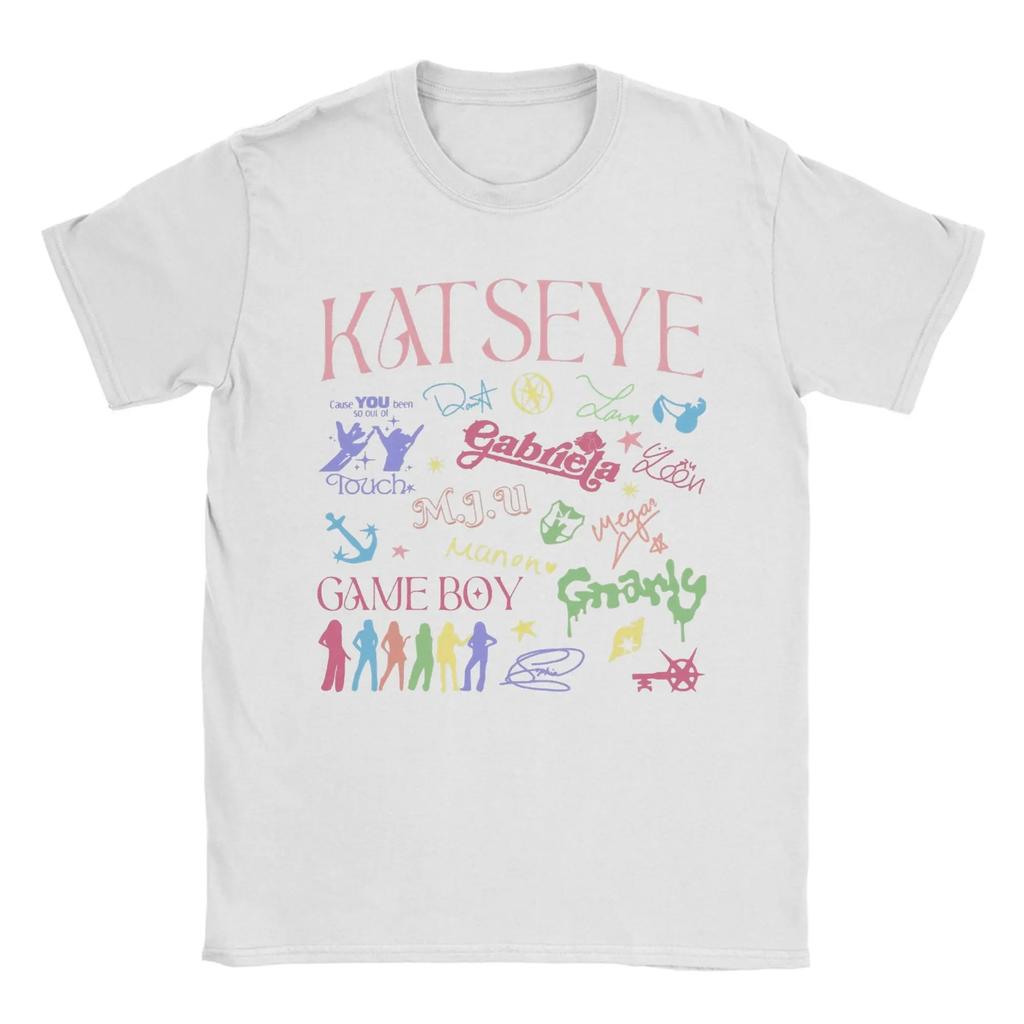 Katseye Member & Song Collage Vintage T-Shirt, Unisex Global Pop Fan Y2K Tee, 100% Cotton Casual Short Sleeve Top
