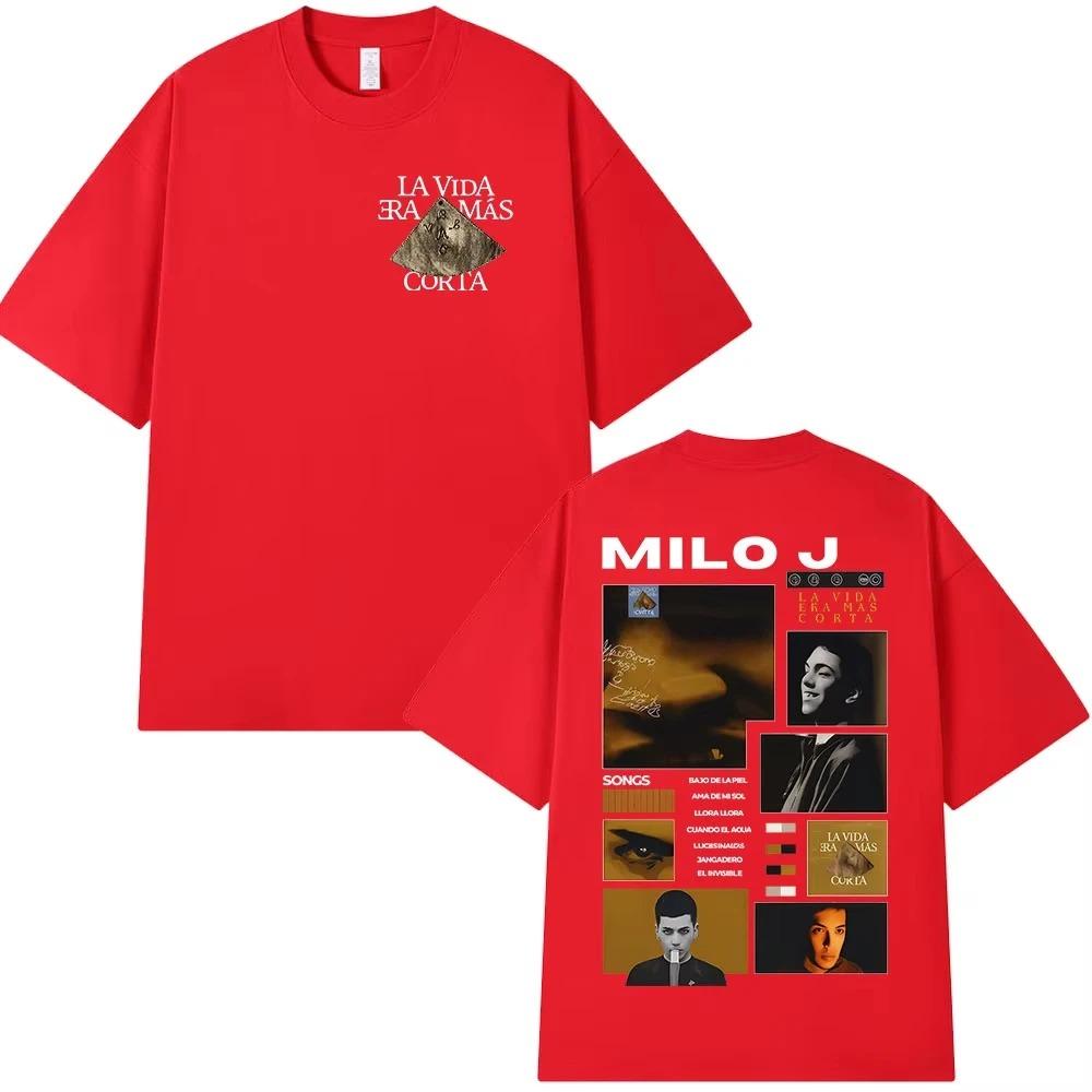 Rapper Milo J La Vida Era Mas Corta Album TShirt Unisex Hip Hop Cotton Short Sleeve TShirt Streetwear Women And Men Tshirts
