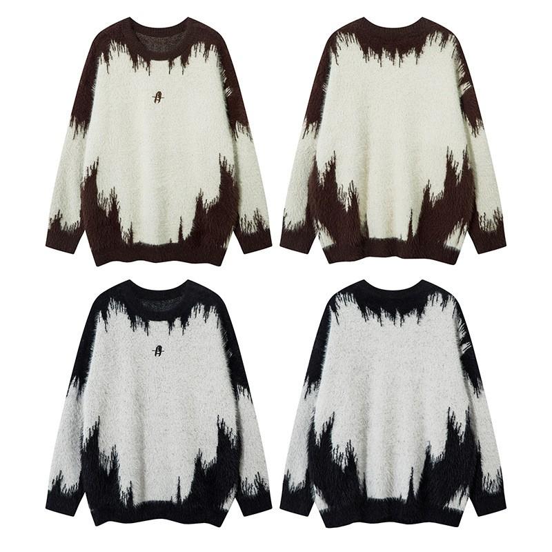 Unisex Oversized Cozy Knit Sweater With Faux Mink Texture Streetwear Style Winter Warm Pullover Youth