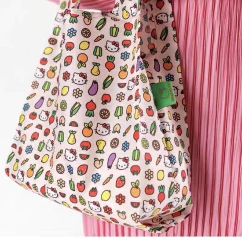 

Kt Cat Shoulder Vegetable Bag Supermarket Environmentally Friendly Shopping Bag Foldable Portable Large Capacity Storage Bag