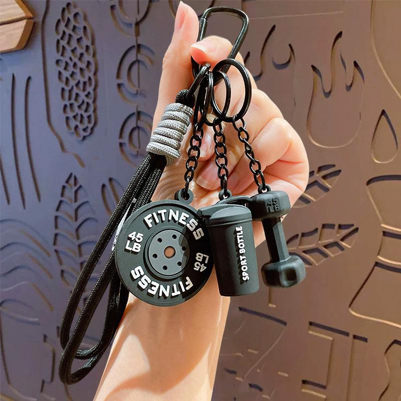 Bag Charm Hand-Woven Fitness Weight Mini Dumbbell Gym Lover DIY Girl Nylon Rope Pendant