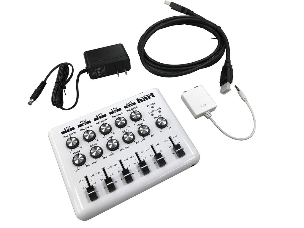 Maker Hart Loop Mixer Stereo Audio Mixer 5-Channel (Full Set, White)