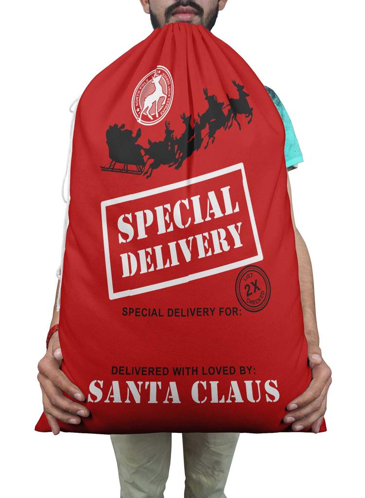 Printtoo 2 Pcs Santa Gift Sack For Kids Presents Xmas Bag Christmas Sack Personalized Bags Large 27x20 Inch