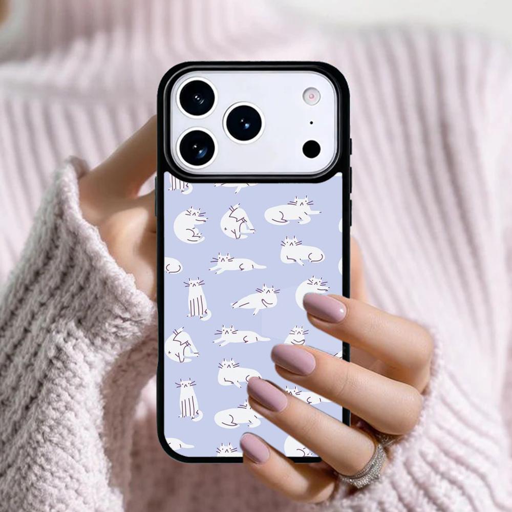 Cute Cat Pattern Phone Case For Apple iPhone 17 Air 16E 15 14 Plus 13 12 11 Pro Max Mini Funda Cover