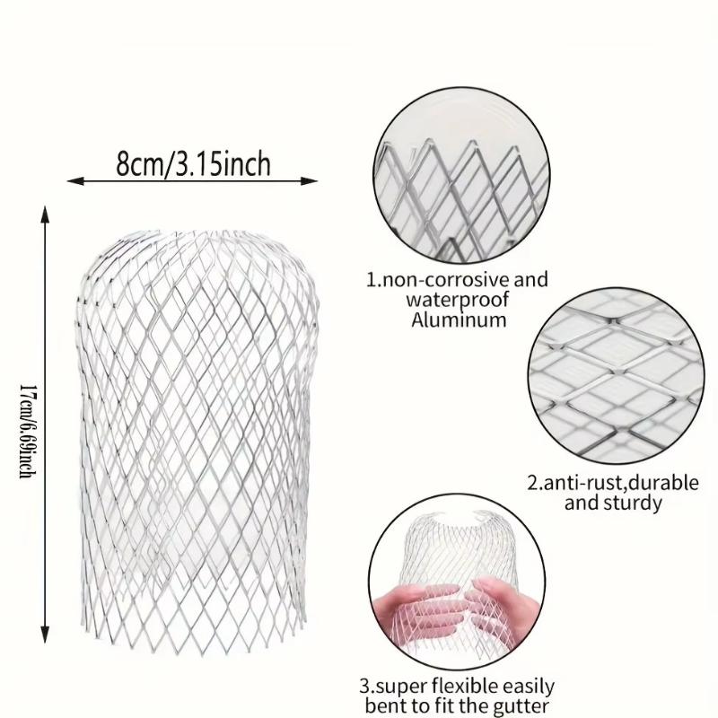 4Pcs Metal Aluminum Filter Mesh Gutter Leaf Debris Mud Trap Guards Drain Pipe Cover Downpipe Guttering System Waterproof