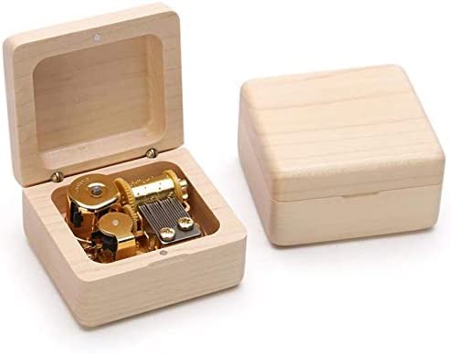 

Mini Wooden Music Box, 18 Note Wind Up Music Box with Gold-Plated Movement (Maple, Howl s Moving Castle)