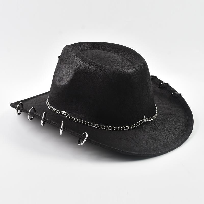 Vintage Kunstleder Western Cowboyhut für Herren Gentleman Cowgirl Jazzhüte Feiertage Party Cosplay Hut Sombrero Hombre