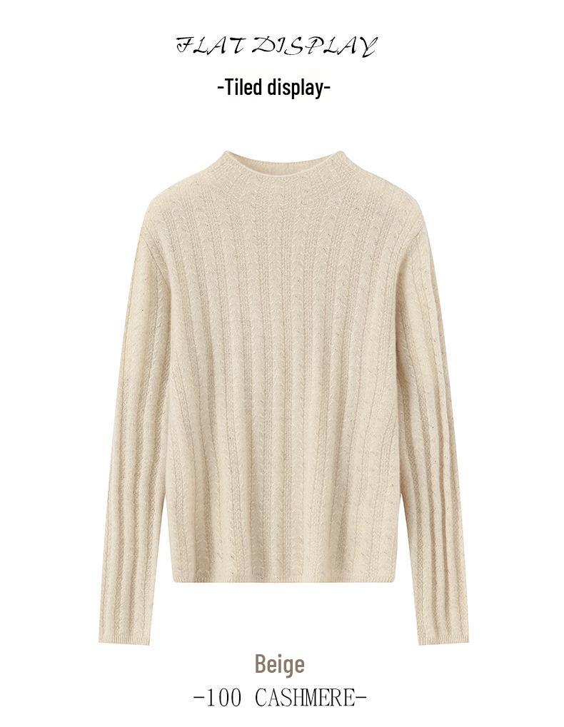 Lekasha Women's Cashmere Half-High Neck Slim-Fit Pullover Sweater for Fall/Winter