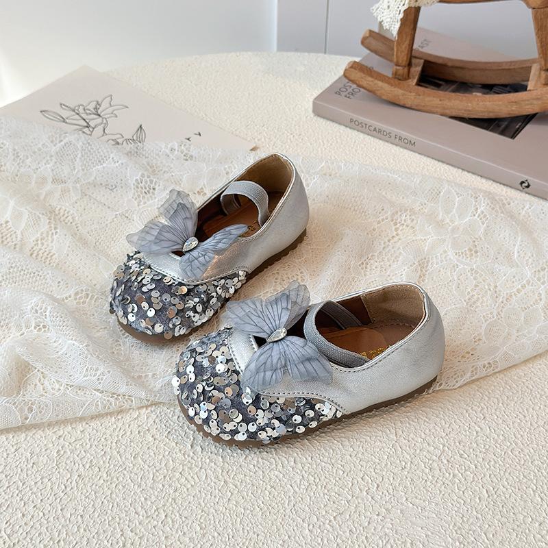 Little Girls Sequins Bowknot Princess Soft Sole Children Casual Leather Shoes 21