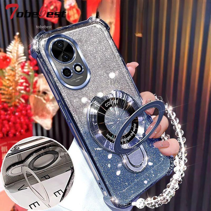 

Противоударный чехол с блестящим покрытием для Huawei NOVA 13 12 11 Ultra 10 9 8 7 SE Pro Fundas Магнитный держатель Браслет Чехол Nova 13