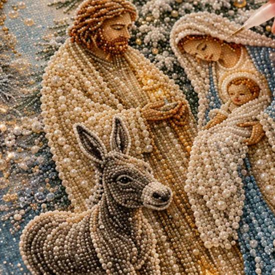 Handgefertigte Religiöse Bastelarbeiten Krippe Perlmutt-Kunst-Set, Heilige Familie Malerei DIY Künstlerische Projekte für Anfänger 3D Bastelset Erwachsene, Weihnachten Zuhause