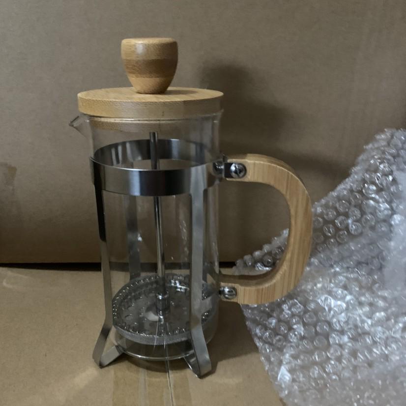 Heat-Resistant French Press Coffee & Tea Maker with Bamboo Handle and Stainless Steel Filter