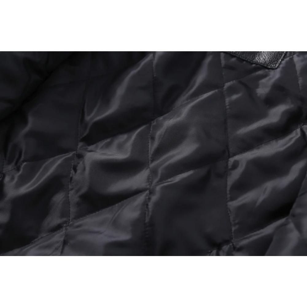 Chinese Size Men Genuine Leather Jacket Quilted Patches100% Cowhide & Natural Fur Collar Flight Coat Aviator Clothing Winter Asian Size M613