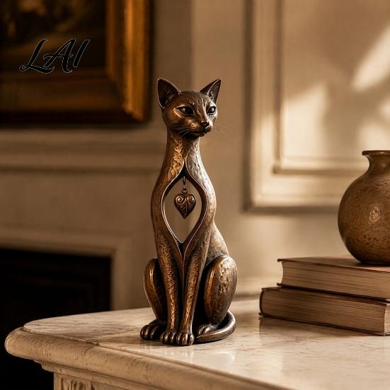 Bookshelf Decor Items Vintage Distressed Cat Figurine Rustic Animal Statue for Desk Shelf Home Country Style Decor Handcrafted Retro Ornament,