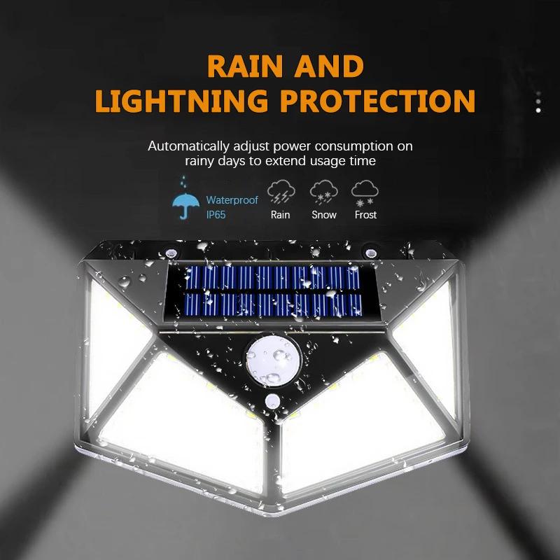 Außen-Solarleuchte 100 LED Solar-Wandleuchten Wasserdichter Bewegungssensor Solarbetrieben Sonnenlicht Straßenlaterne für Gartendekoration