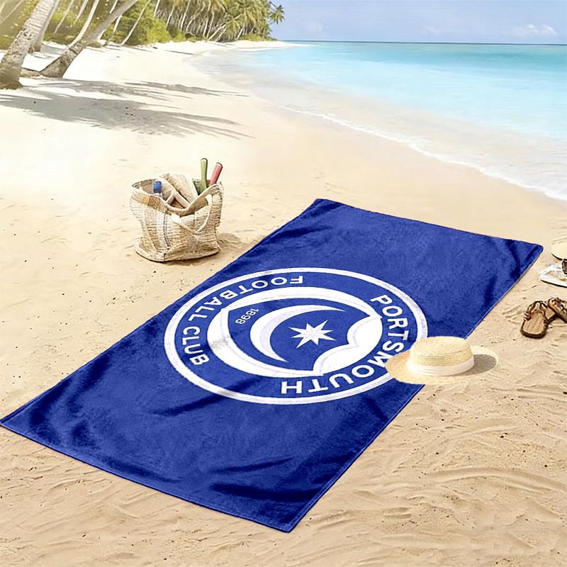 Portsmouth FC Print Beach Towel, Large Soft Quick Dry Towel for Beach Camping Swimming