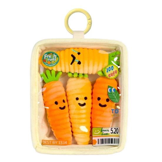 Cute Doll Storage Bag Plush Keychain Soft Fruit And Vegetable Bag Charm Cute Smiling Face Pendant with Hanging Ring