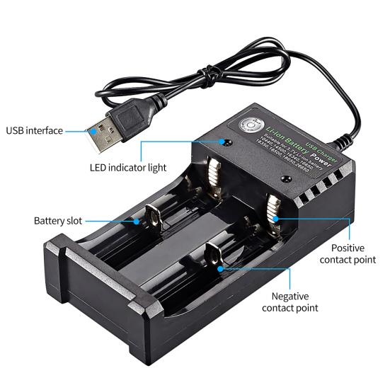 Pil Şarj Cihazı Çok Fonksiyonlu Bağımsız Şarj Çift Yuvalı 4.2V USB Akıllı Pil Şarj Cihazı 18650 18500 14500 26650 için Test Kapasitesi