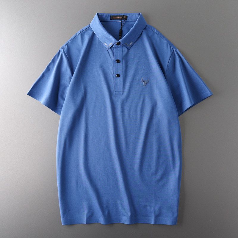 Export Original Tail Single Cut Label Mercerized Cotton Short Sleeve T-Shirt Men's Summer Polo Shirt Trendy Export Menswear T-shirt Tops