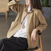 Coat for Women Cotton Casual Oversize Vintage Solid Color Large Pocket Single Breasted Loose Casual Top Jacket