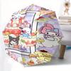 Happy Birthday Sanrio Automatic Opening and Closing Cartoon Umbrella, Lightweight 3-Fold, With Cute Cartoon Characters, Suitable for Home, Outdoor and