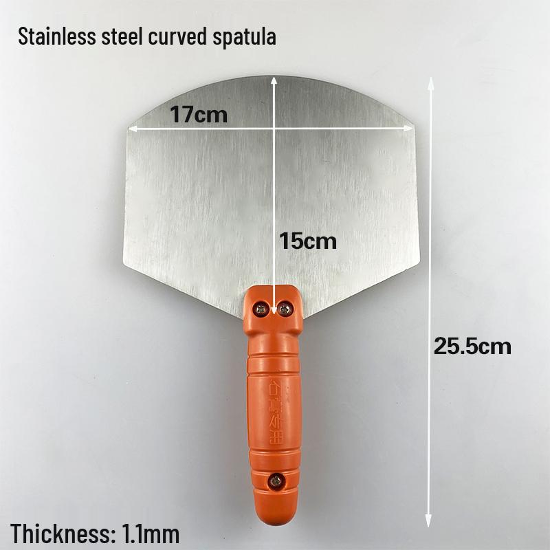 Stainless Steel Gray Curved Fan-Shaped Spatula and Putty Scraper with Thickened Handle - Free Shipping