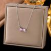 Elegant Burgundy Cherry Necklace For Women Minimalist Luxury Collarbone Chain Delicate Pendant