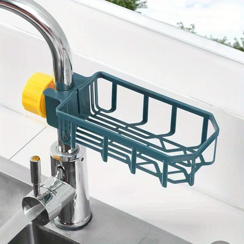 1 pc Lightweight faucet shelf - kitchen creative sink drain rack - non-perforated dishwashing rag sponge brush sink storage shel