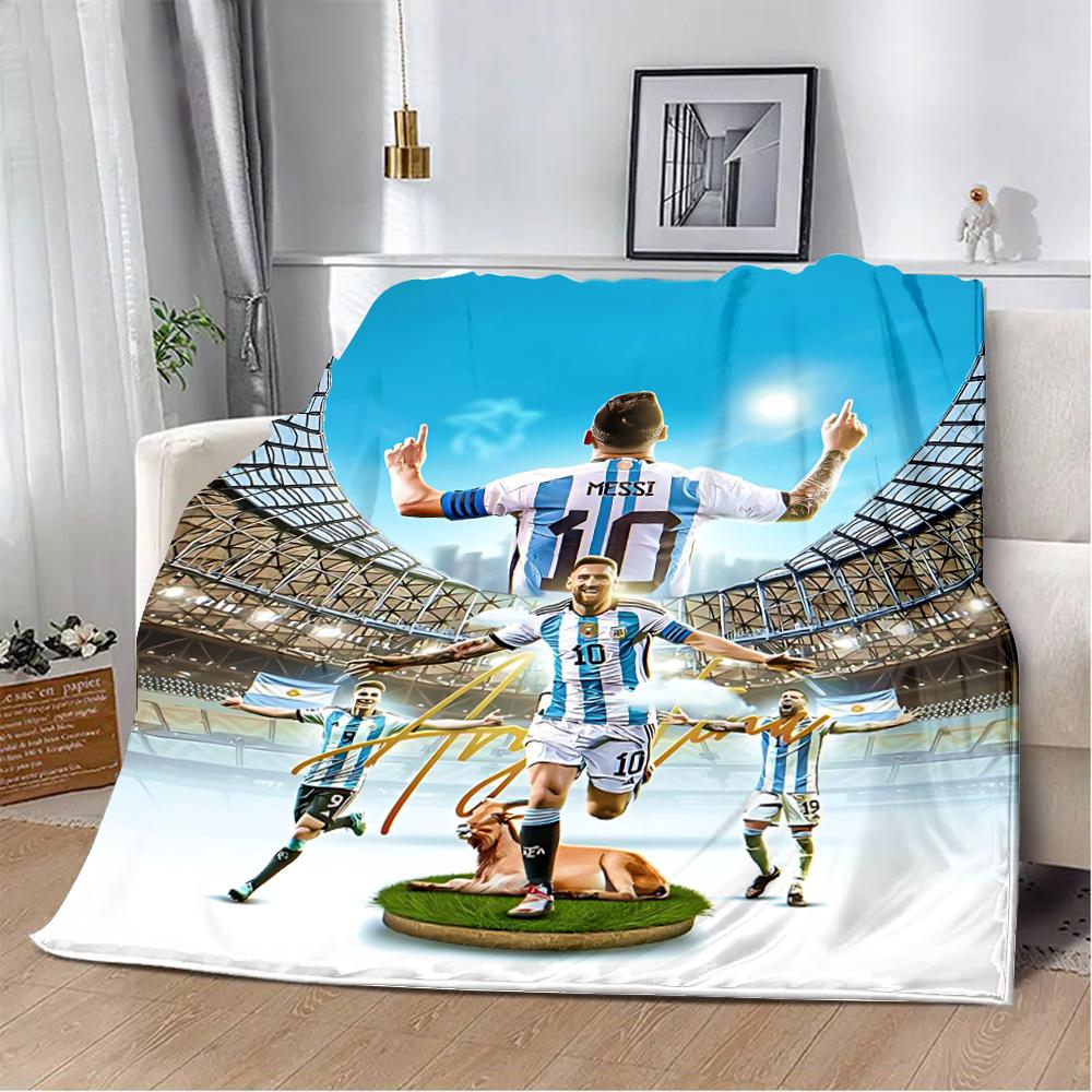 Football Star Printed Blanket Picnic Blankets Warm Blanket Soft and M-messis Comfortable Blanket Home Travel Birthday Gift
