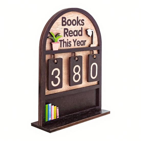 Book Read This Year Counter Wooden Sign Reading Tracker for Bookshelf Home Library Decor Book Lover Gift for Librarian Reader Teacher