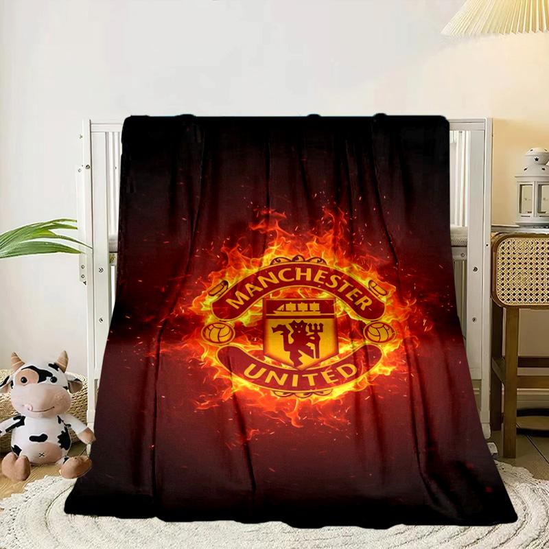 Coperta Portatile/Morbida Coperta Biancheria da Letto con Stemma del Manchester United Adatta per Viaggi Campeggio Soggiorni Uffici Divani Regali per Tifosi