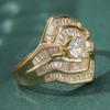 Dazzling Inlaid White CZ Women's Ring Luxury Gold Color Geometry Daily Wear Party Jewelry Anniversary Gift