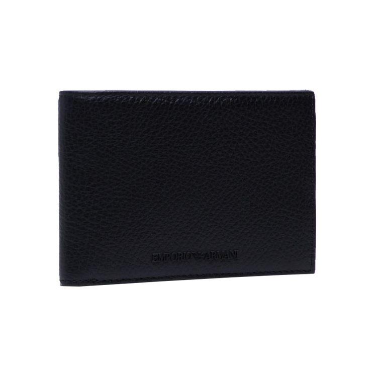 

Emporio Armani Solid Color Double Fold Design Short Leather Wallet Men wallet Black Y4R166-Y068E-80001 Black