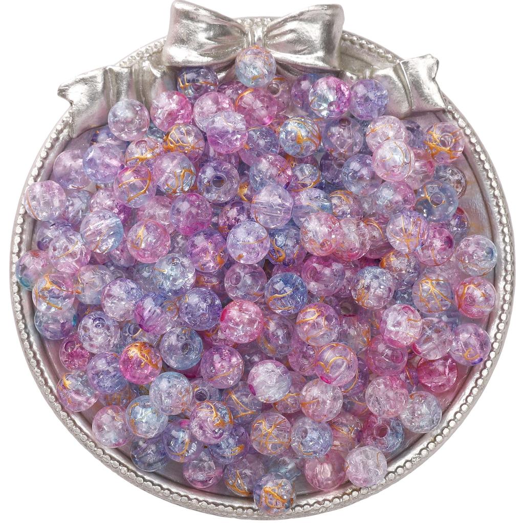 8mm/10mm Cracked Patterned Beads Irregular Color Acrylic Beads For DIY Jewelry Making