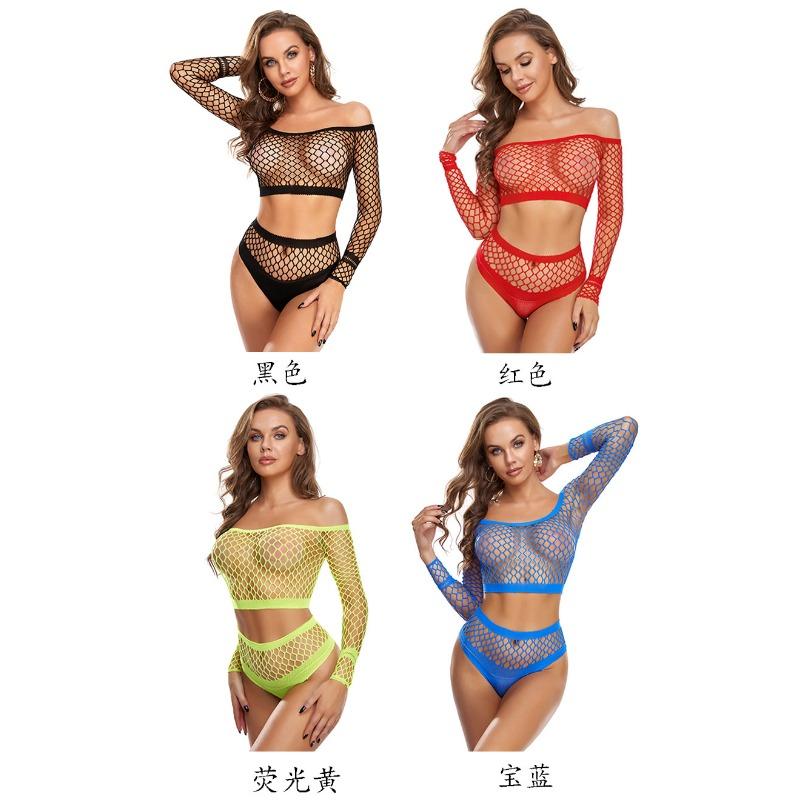 Women Sexy Hollow Out Two Piece Mesh Intimate Lingerie