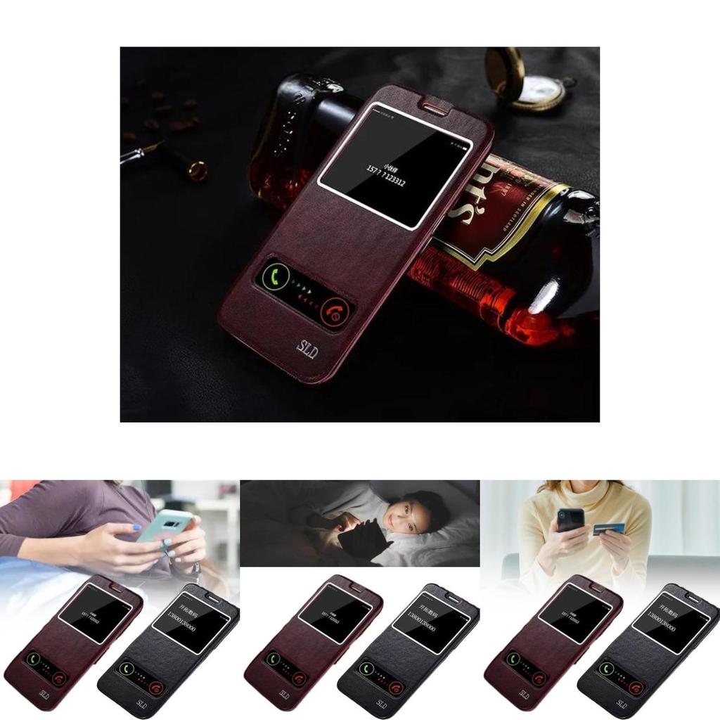 For Samsung S6 S7 S7edge S6edge Leather Phone Case With Shockproof Dual Window Flip Cover For Home And Travel