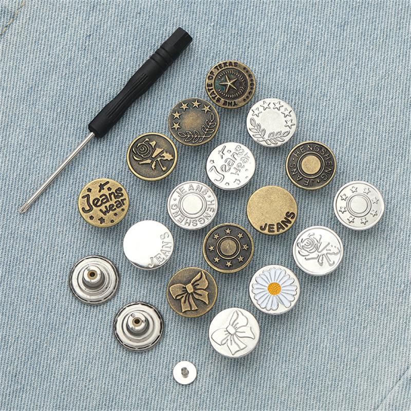 2/3/4PCS Retro Metal Button Detachable Non Rusting Aluminum Alloy Repair Kit Pants Buckles Screw Nail Durable Stable 17 20mm