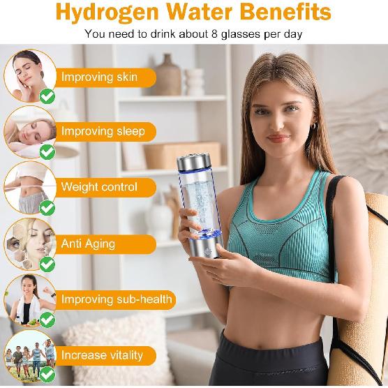 2025 Upgrade Hydrogen Water Bottle, Hydrogen Water Generator with Advanced SPE PEM Technology, 420ml(14OZ) Hydro Water Machine, Portable Water