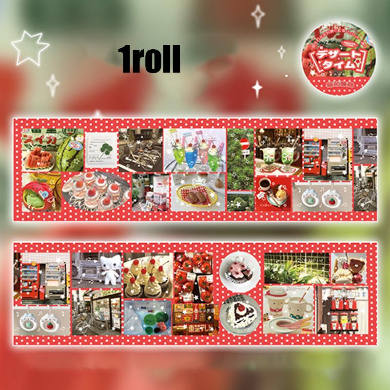

1 рулон ленты с вырубкой в японском стиле «Время десерта» 200 см, наклейка из бумаги васи для планеров, блокнотов, ретро-украшение для фона со сладостями
