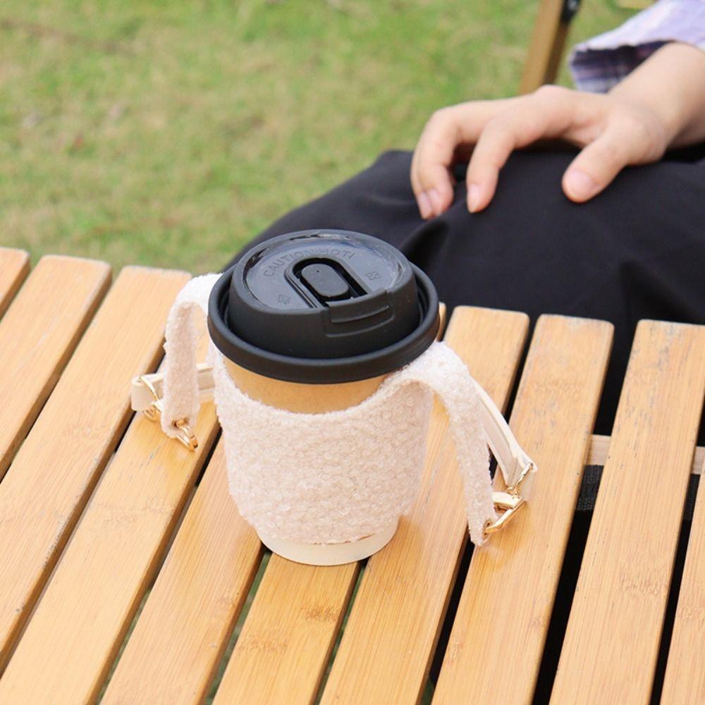 Plush Water Bottle Sleeve Portable Drink Sleeve Holder Handheld Coffee Cup Covers Milk Tea