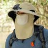 Men Sun Hat with Dual Power Supply Fan Wide Brim Sun Hat with Shawl Face Guard Fishing Hiking Gardening Hat