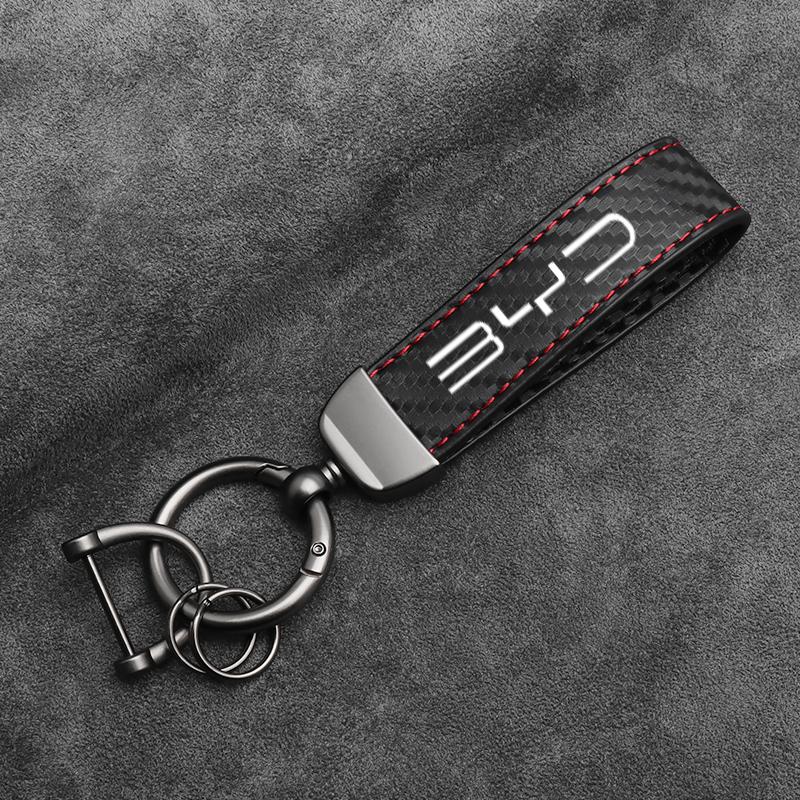 

Carbon Fiber Car Keychain for BYD Song Plus Atto 3 Han EV Tang DM Qin Seal Dolphin Scratch Resistant Keyring Accessories
