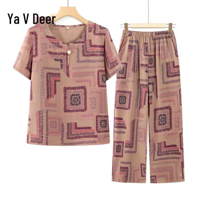 

Yalu Women s Ice Silk Short-Sleeve Loungewear Set XL