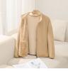 Women's Thick Fleece-Lined Jacket - Warm, Casual, Stand-Up Collar Cardigan for Autumn & Winter
