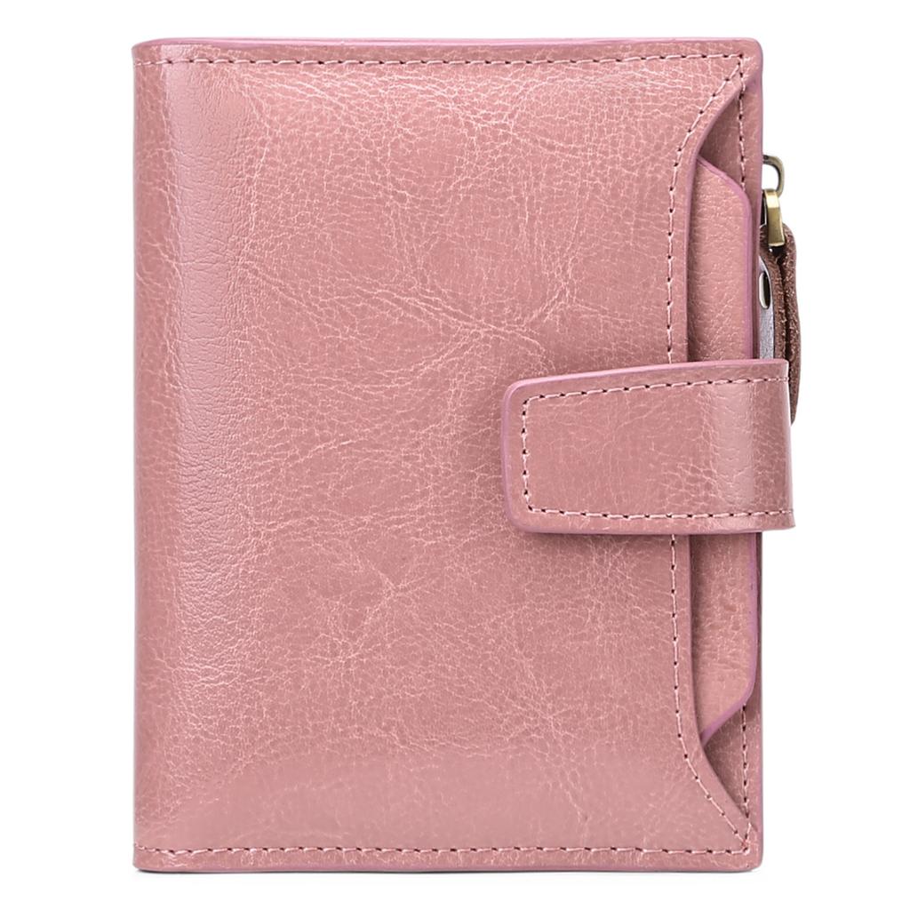 Women's Genuine Leather Short Wallet with Zipper - Kpop Style Coin Pocket & Card Holder, Slim Fashion Purse for Ladies